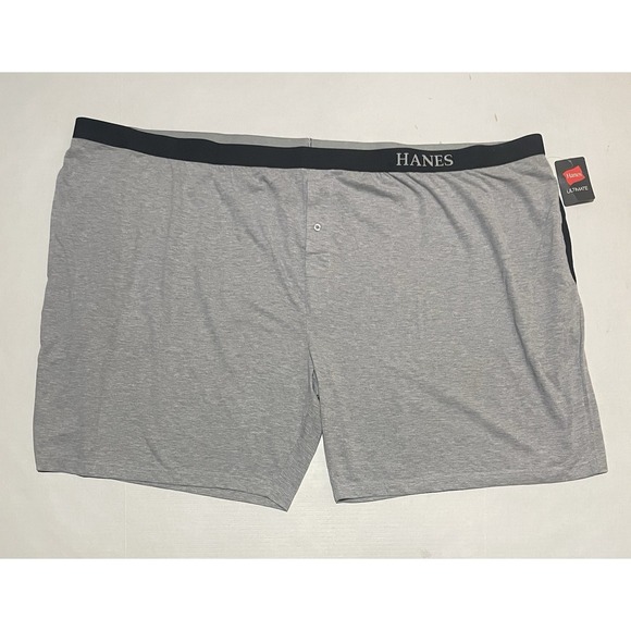 NWT Hanes Classics Cotton Blend Boxers Men's Plus Size 7X Lot Of 2 Black Gray - Picture 2 of 10